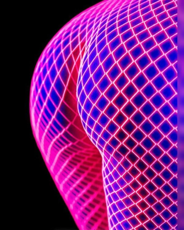 Fluorescent Fishnet Tights Mid Mesh Certainly Fiery Pink