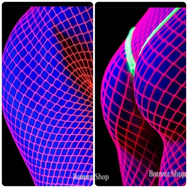 Fluorescent Fishnet Tights Mid Mesh Certainly Fiery Pink - Image 2
